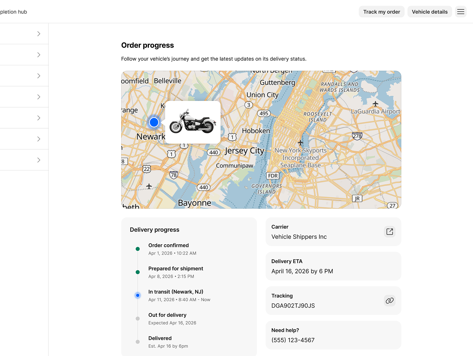 Receive your new ride