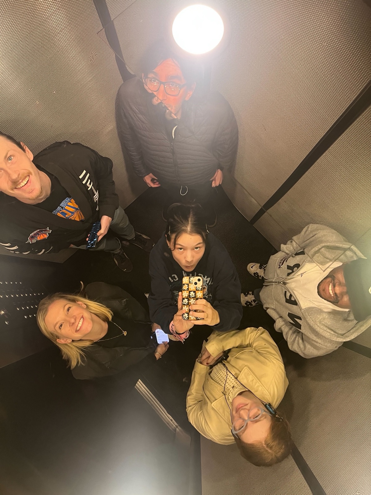 Elevator selfie on the way to team dinner