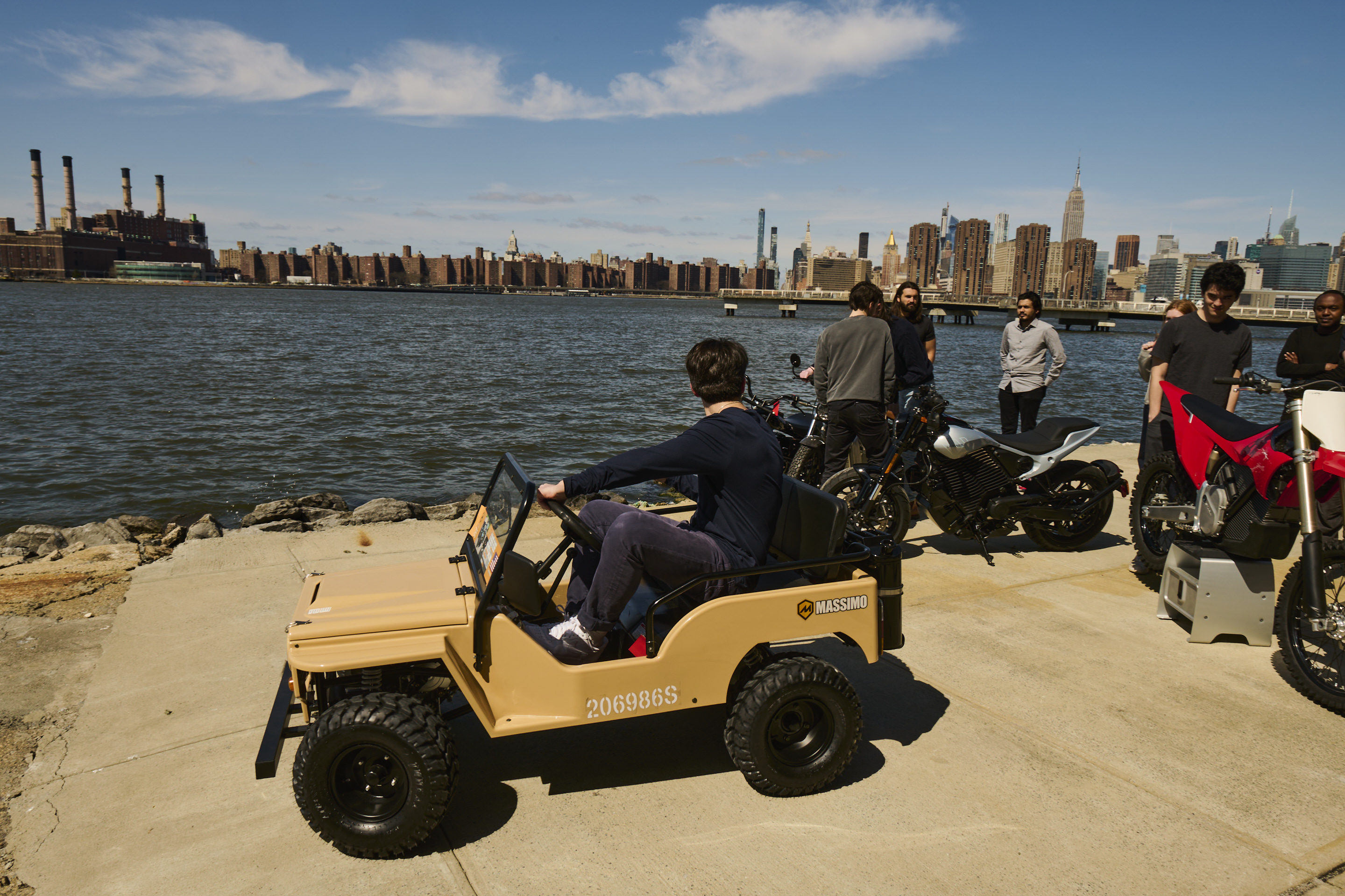 Testing vehicles at the Brooklyn waterfront